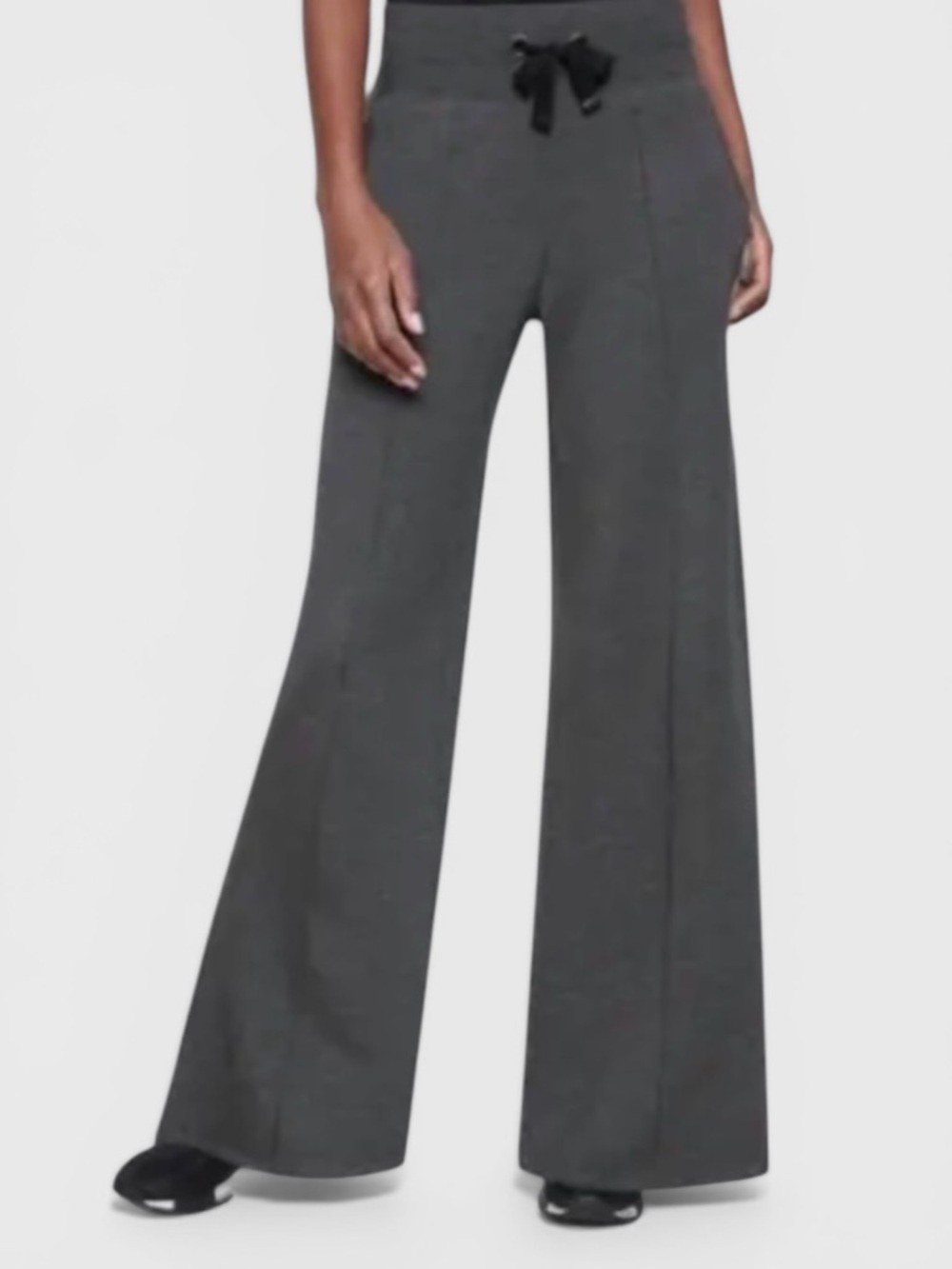 818 Athleta Sierra Wide Leg Gray Pants w/ Side Slit, Elastic Waist and Pockets
